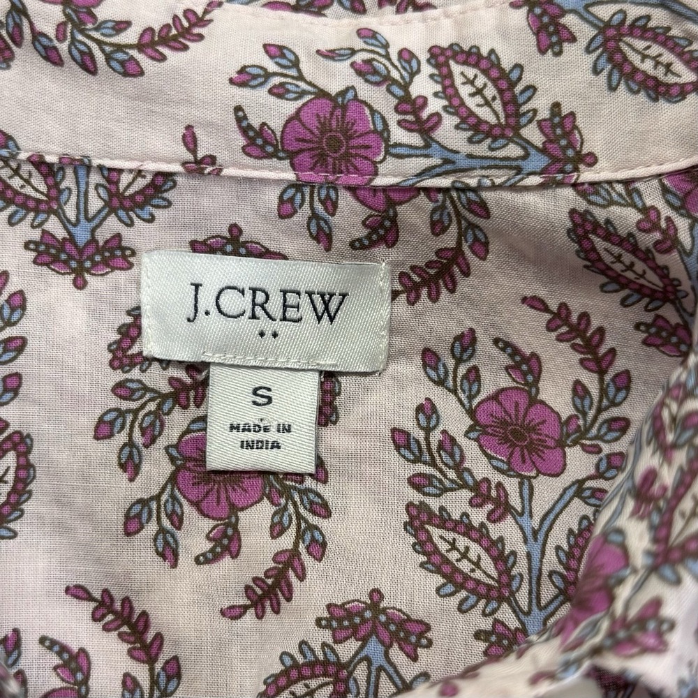 J.Crew Women's Sz S Pink Floral Button-Down Shirt Long Sleeve Cotton Blouse - Picture 2 of 6